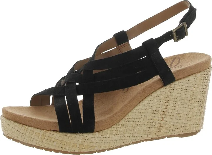 Petra Womens Buckle Suede Wedge Sandals