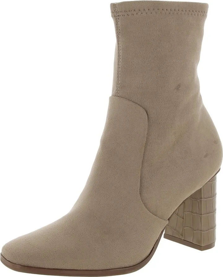Petya Womens Square Toe Embossed Heel Mid-Calf Boots