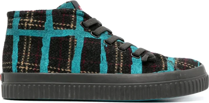 Peu checked high-top sneakers