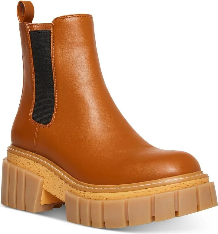 Pheobe Womens Pull On Lug Sole Chelsea Boots