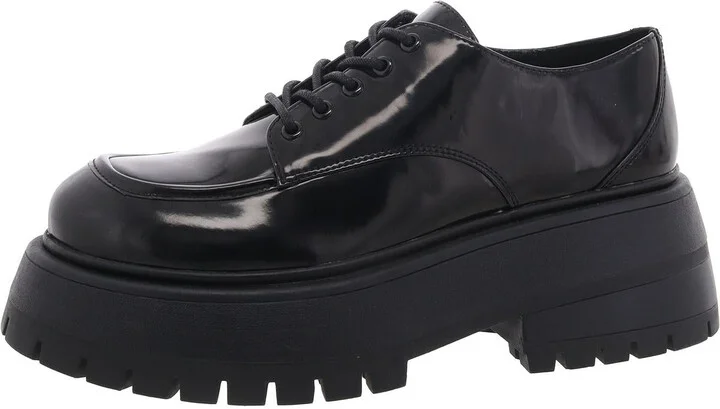 Philipa Womens Faux Leather Lace-Up Loafers