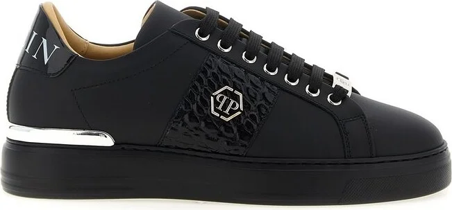 Philipp Plein Hexagon Mix Leather Lo-Top Sneakers
