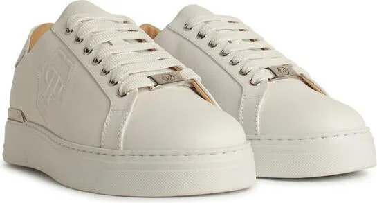 Philipp Plein 'Hexagon' White Leather Sneakers - Image 2