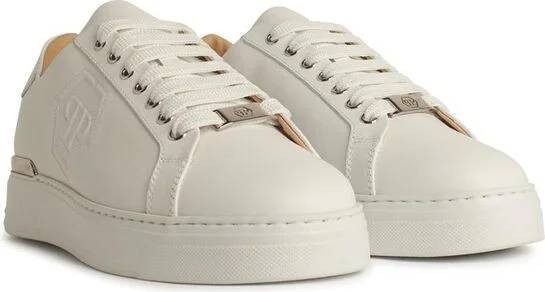 Philipp Plein 'Hexagon' White Leather Sneakers - Image 2