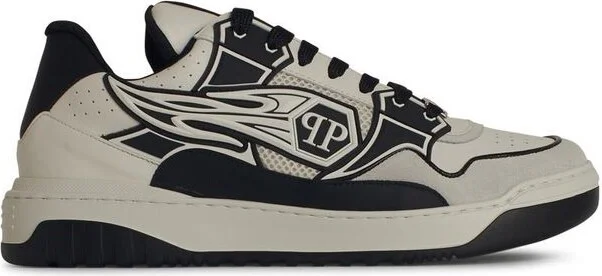 Philipp Plein 'Hexagon' White Leather Sneakers - Image 4