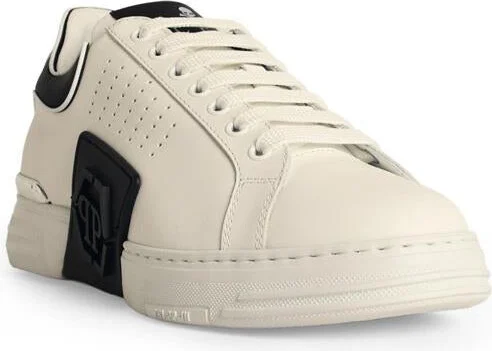 Philipp Plein 'Lo-Top Phantom' White Leather Sneakers - Image 2