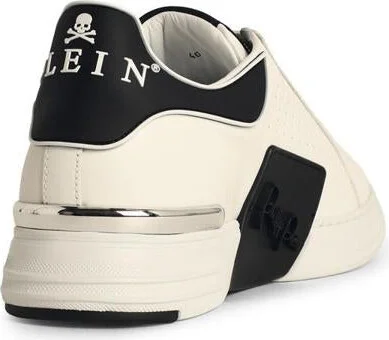 Philipp Plein 'Lo-Top Phantom' White Leather Sneakers - Image 3