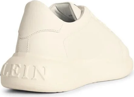 Philipp Plein 'Low Top New Basic Hexagon' White Leather Sneakers - Image 3