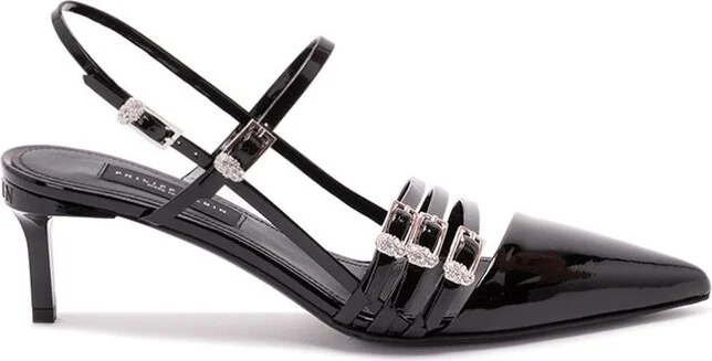 Philipp Plein Multi-Strap Mid-Heel Slingback Pumps