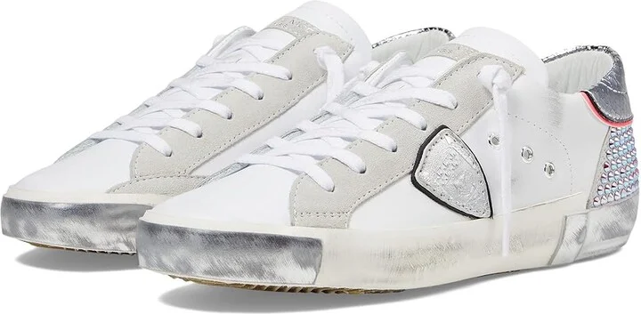 Philippe Model PRSX Low Sneaker Women's Shoes Veau Diamant/Blanc Rose : EU 37 (US Women's 6) M, Leather