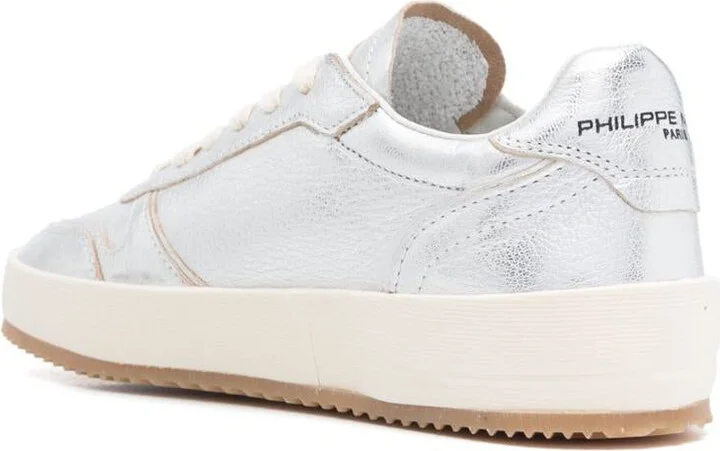 Philippe Model Silver 'Nice' Sneakers In Leather - Image 3
