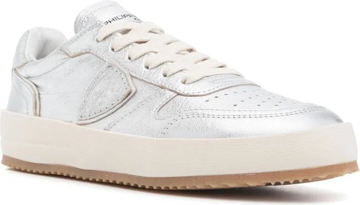 Philippe Model Silver 'Nice' Sneakers In Leather - Image 4