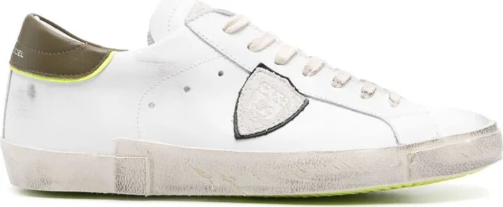 Philippe Model Sneakers Prsx In White And Green Leather