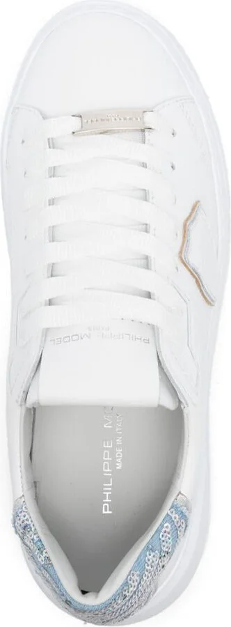 Philippe Model White 'Temple' Sneakers In Leather With Paillettes - Image 4