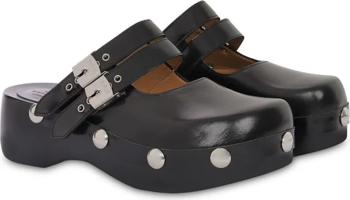Philosophy Di Lorenzo Serafini Black Leather Mules With Buckles - Image 4