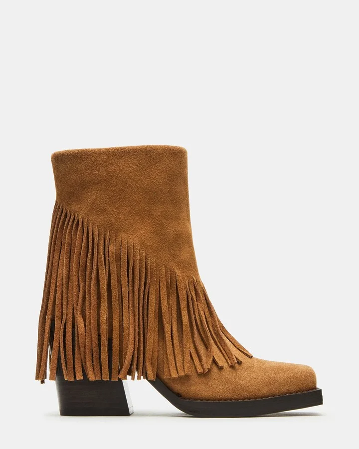 Pia Fringe Chestnut Suede