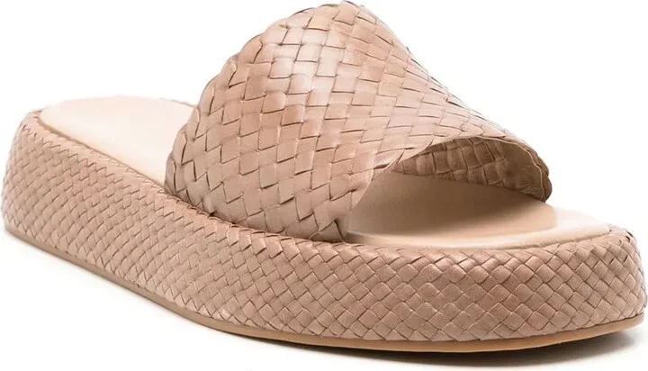 Piaggi woven flatform sliders - Image 2