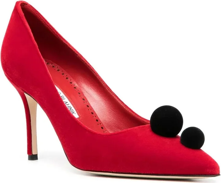 Piera pompom-embellished 100mm pumps - Image 2