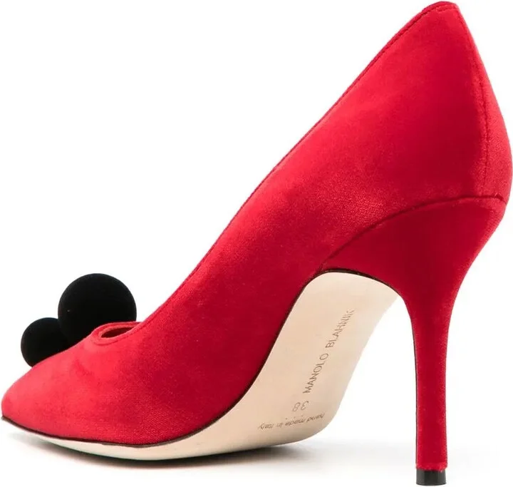 Piera pompom-embellished 100mm pumps - Image 3