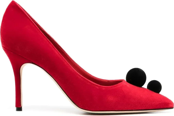 Piera pompom-embellished 100mm pumps