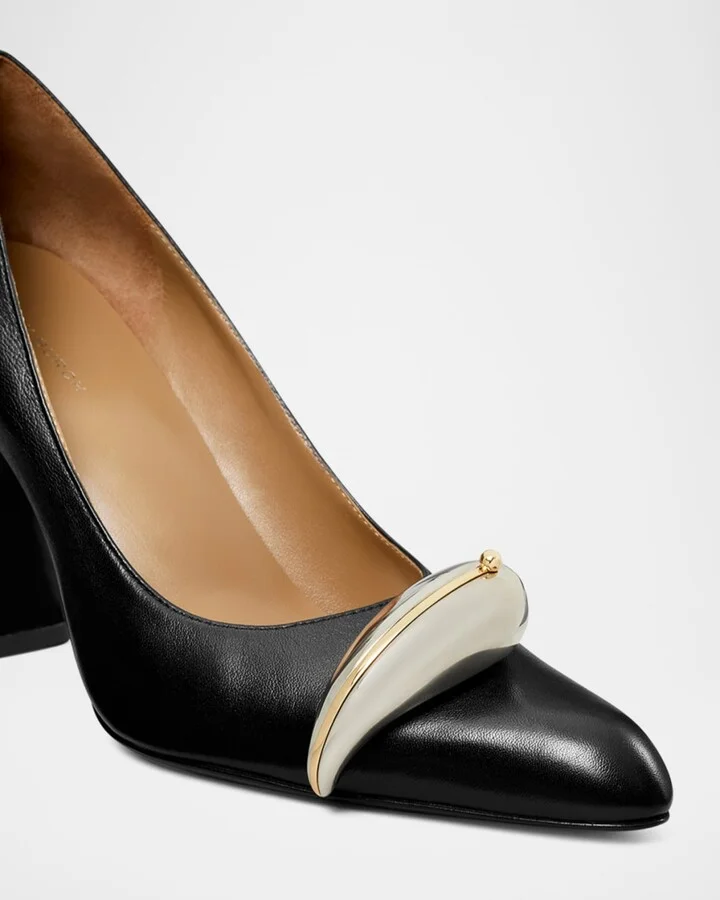 Pierced Leather 90 mm Pumps - Image 2