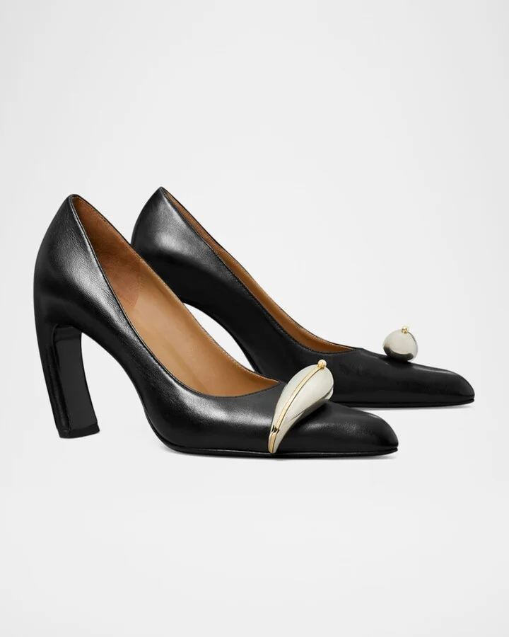 Pierced Leather 90 mm Pumps - Image 3