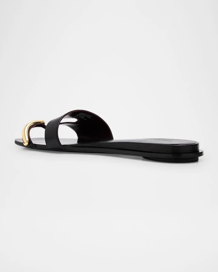 Pierced Leather Toe Ring Flat Sandals - Image 2