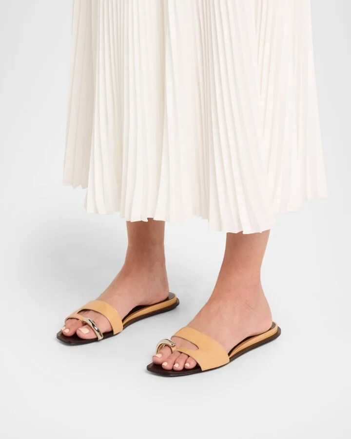 Pierced Leather Toe Ring Flat Sandals - Image 2