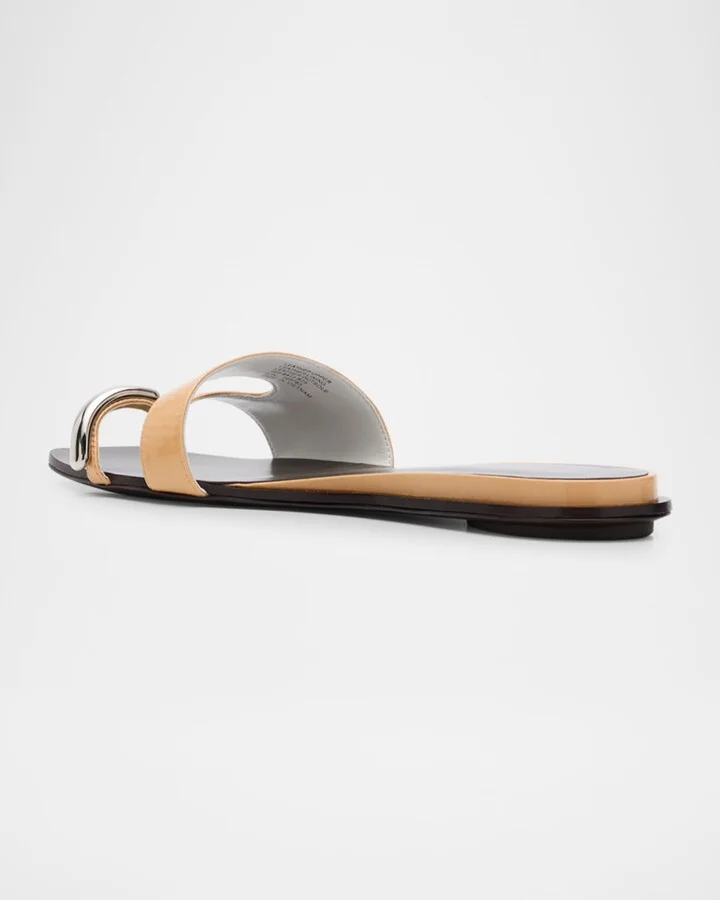 Pierced Leather Toe Ring Flat Sandals - Image 5