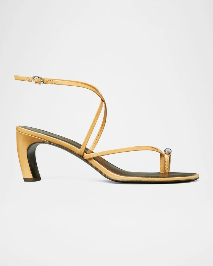 Pierced Leather Toe Ring Strappy Sandals