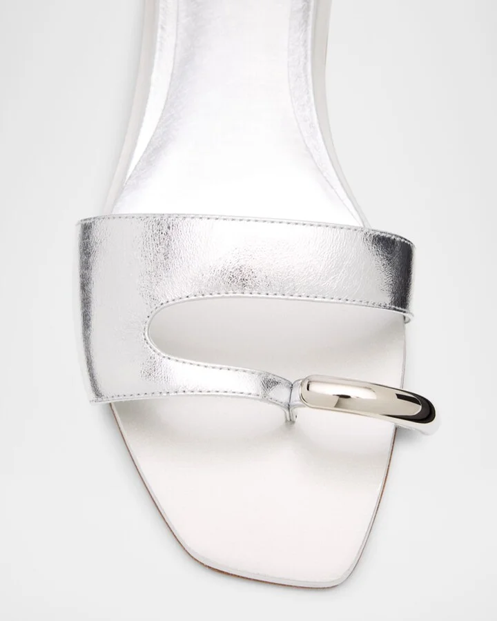Pierced Metallic Toe Ring Flat Sandals - Image 5
