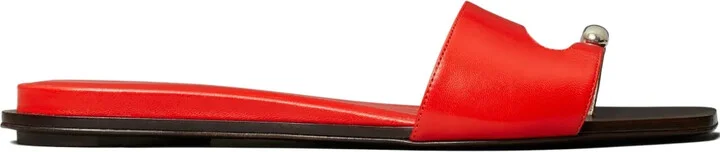 Pierced open-toe slide sandals