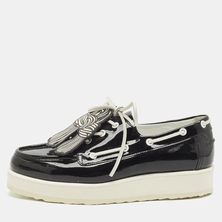 PIERRE HARDY Black Patent Leather Loafers Size 38