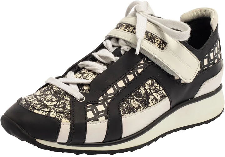 Pierre Hardy Monochrome Leather And Printed Python Low Top Sneakers Size 39