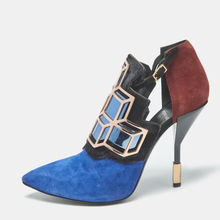 Pierre Hardy Tricolor Calfhair and Suede Rubix Cube Booties Size 38.5