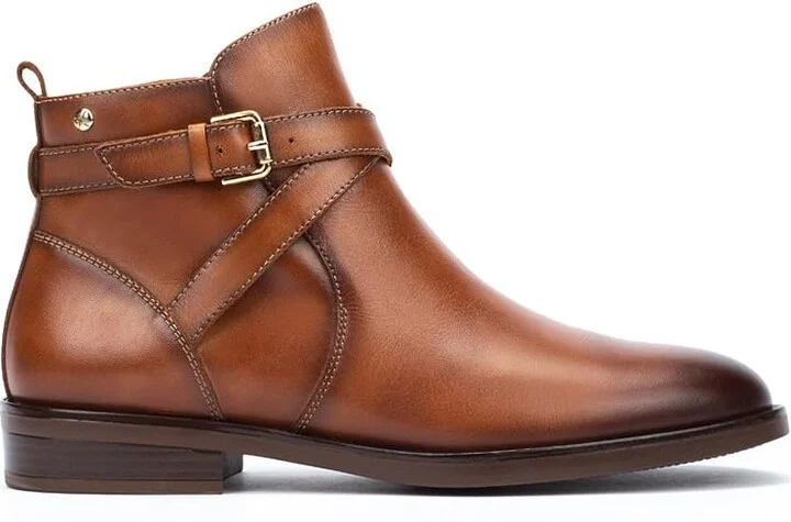 PIKOLINOS Flat Ankle Boots Leather Puertollano for Woman Brandy