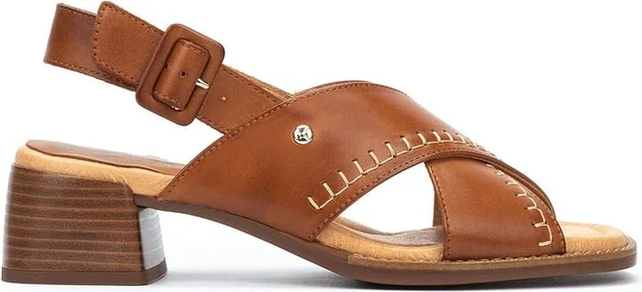 PIKOLINOS Heeled Sandals Leather Oliva for Woman Brandy