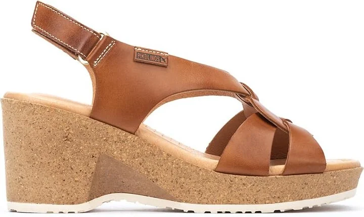 PIKOLINOS Wedge Sandals Leather Arenales for Woman Brandy