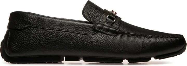 Pilot Driver Ebano grained leather loafers