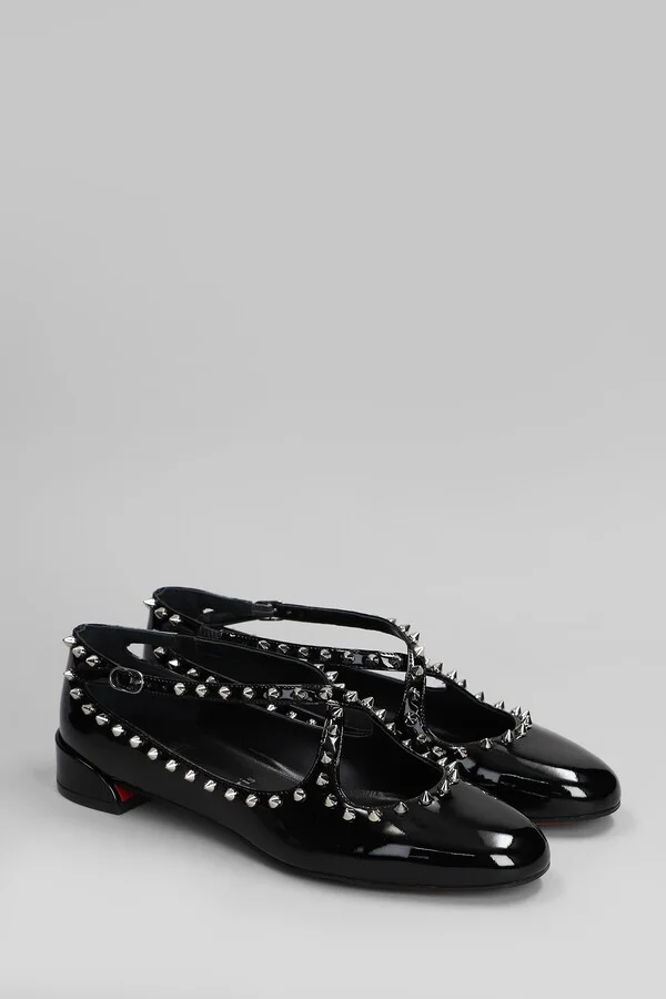 Pilouta Jane Spikes Ballet Flats In Black Patent Leather - Image 2