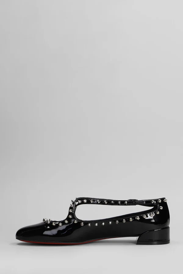 Pilouta Jane Spikes Ballet Flats In Black Patent Leather - Image 3