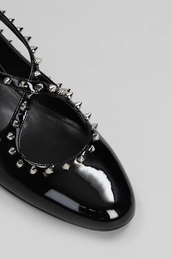 Pilouta Jane Spikes Ballet Flats In Black Patent Leather - Image 5