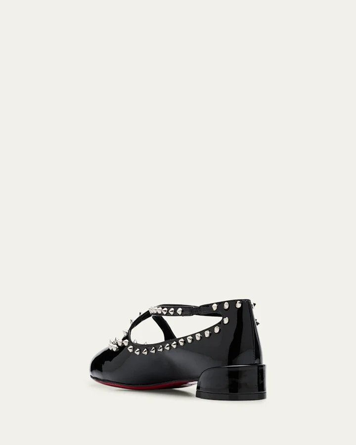 Pilouta Spike Patent Red Sole Ballerina Flats - Image 10