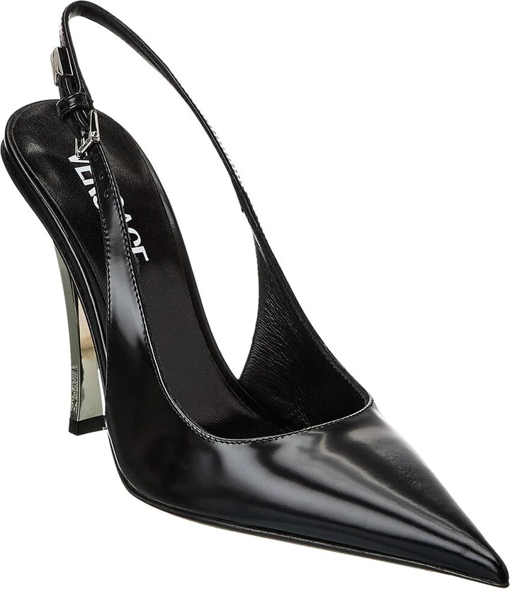 Pin-Point Leather Slingback Pump
