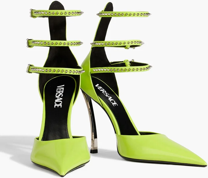 Pin-Point studded neon leather pumps - Image 2