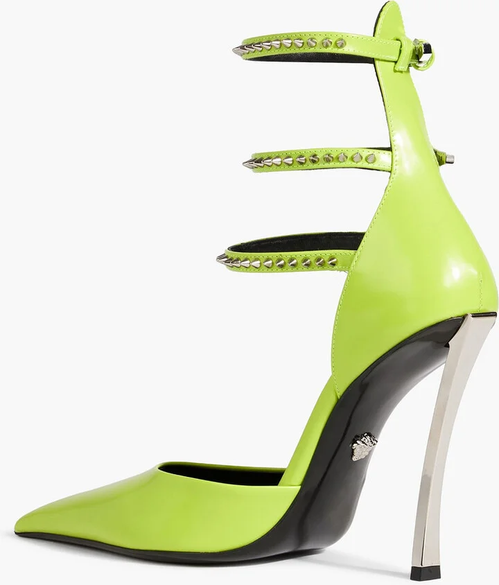 Pin-Point studded neon leather pumps - Image 3