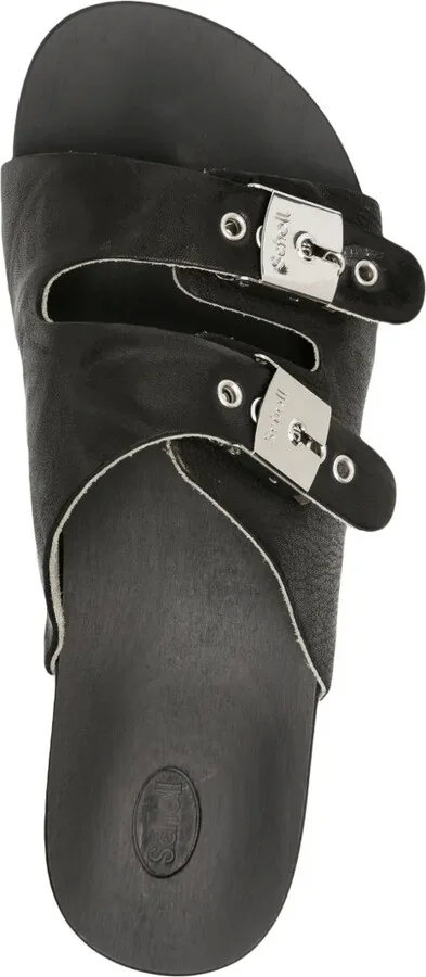 Pin-Straps Wood-Sole Leather Slides - Image 4