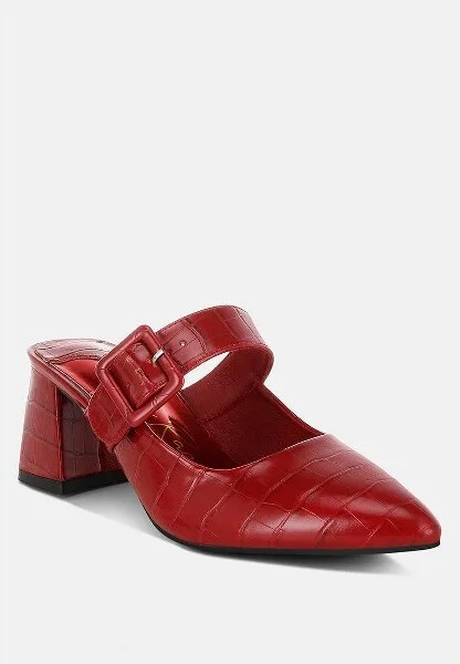 Pinacola Croco Buckle Strap Detail Mules Women - Image 3