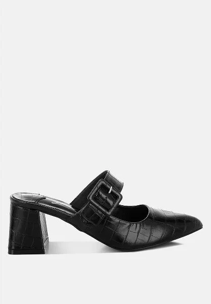 Pinacola Croco Buckle Strap Detail Mules Women