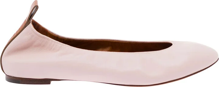 Pink Ballet Flats In Leather Woman